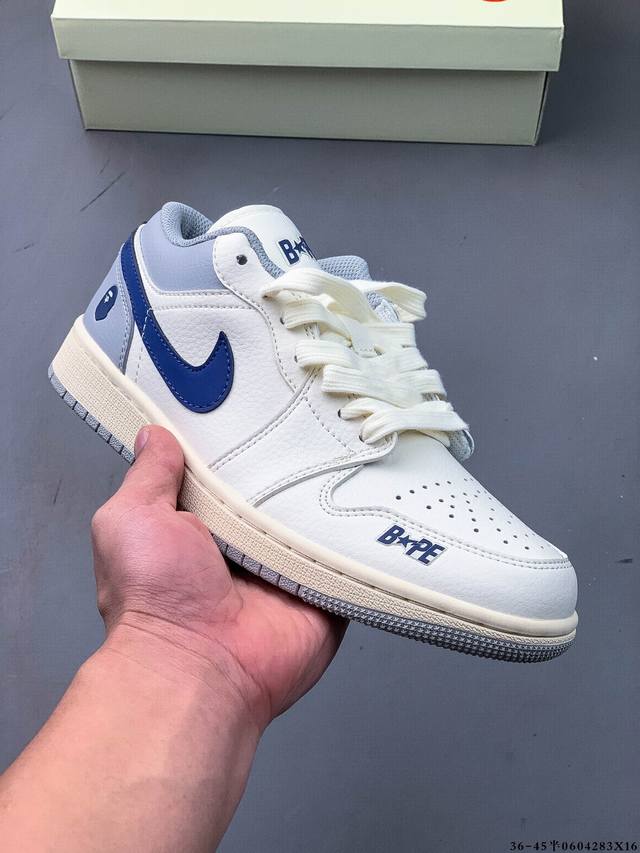 公司级头层！耐克Nike Air Jordan 1 Low Aj1乔1 低帮潮流缓运动休闲板鞋。Aj1 低帮拼接 完美版型真头层牛皮# 内置缓震气垫 原鞋开模