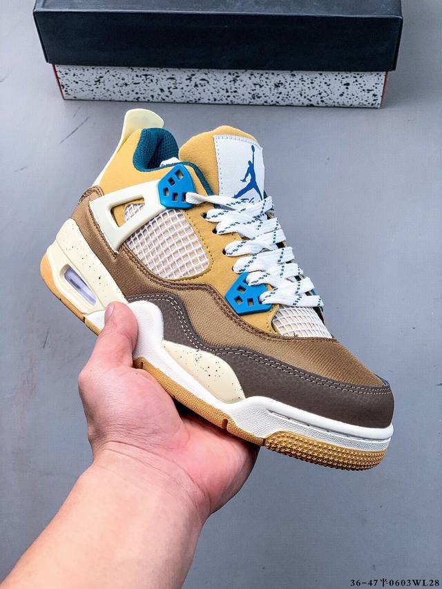 二层真标！Air Jordan 4 Aj4代中帮复古休闲运动文化篮球鞋。秉承轻量化的速度型篮球鞋设计思想完成设计，降低重量的同时提升舒适度，中底延续前作使用了分
