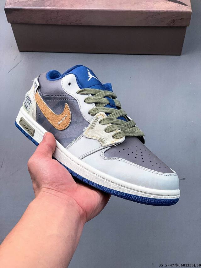 公司级头层！耐克Nike Air Jordan 1 Low Aj1乔1 低帮潮流缓运动休闲板鞋。Aj1 低帮拼接 完美版型真头层牛皮# 内置缓震气垫 原鞋开模