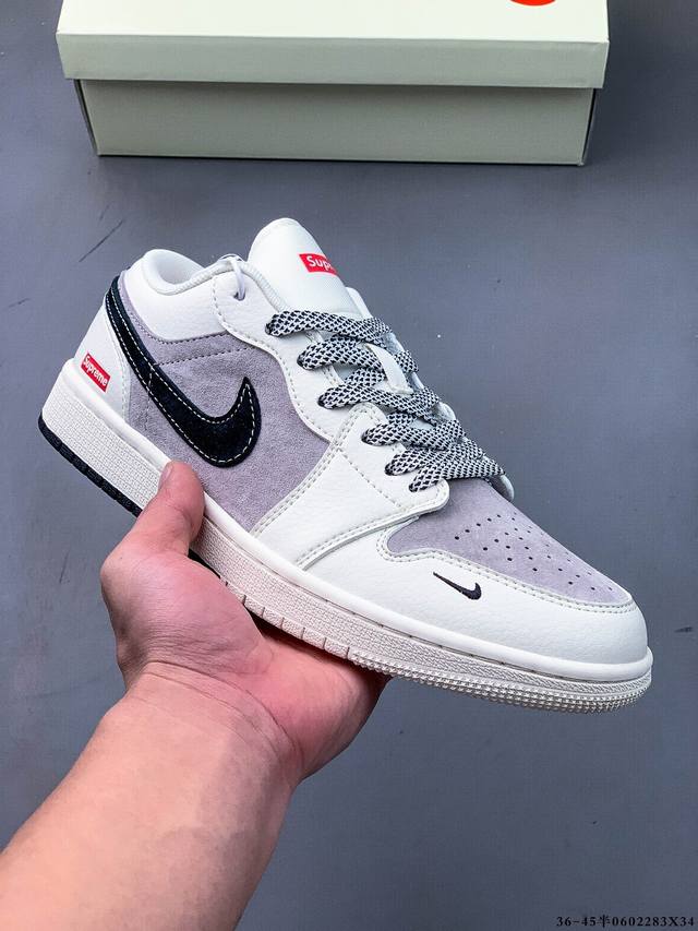 公司级头层！耐克Nike Air Jordan 1 Low Aj1乔1 低帮潮流缓运动休闲板鞋。Aj1 低帮拼接 完美版型真头层牛皮# 内置缓震气垫 原鞋开模