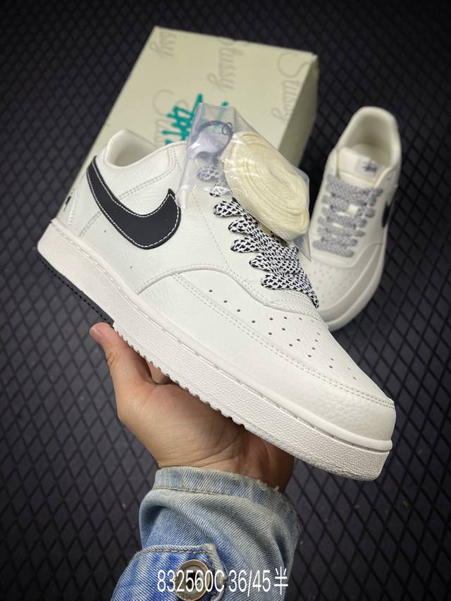 C 公司级Nike Court Vision Lo ‘Diy’定制 低帮百搭 透气休闲运动板鞋 兼顾舒适脚感和出众风范 演绎匠心之作 结构性的支撑贴合感结合复古