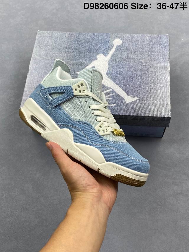 Air Jordan 4 Retro Denim Worn Blue 蓝灰牛仔 Aj4 乔丹4代 Aj4 乔4 丹宁牛仔蓝灰 乔丹篮球鞋系列 这款球鞋采用浅色和