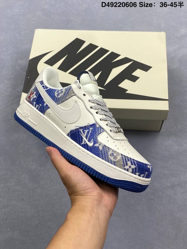 耐克Nike Air Force 7 Low 斯图西联名 渐变牛仔 空军一号低帮休闲板鞋 原楦头原纸板 原装鞋盒 定制五金配件 内置全掌气垫 原厂鞋底 货号：X