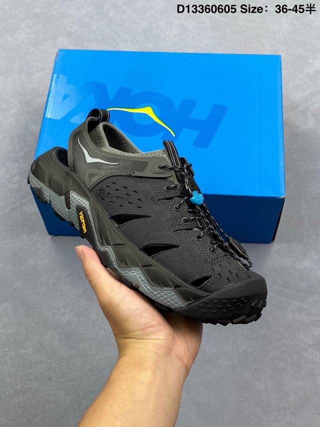 公司级Hoka One One Vibram Tor Trafa 舒适 防滑透气 户外机能山地溯溪鞋 鞋型从外观就给人强烈的户外机能感 粗犷率性的厚底设计 继承