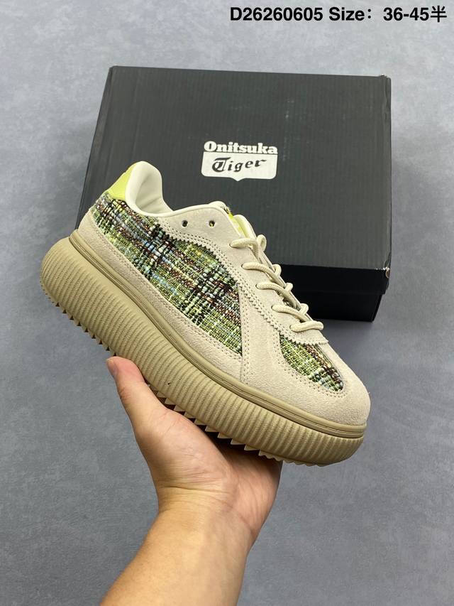 Onitsuka Tiger鬼塚虎 Delecity 厚底运动 耐磨低帮生活休闲鞋 厚实和平底鞋底融入1950年代档案篮球鞋的元素 鞋面以1980年代网球鞋为基