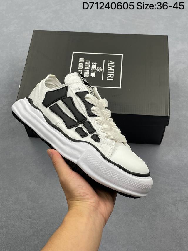 Maison Mihara Yasuhiro X Amiri Skel-Top Low Mmy 三原康裕 圆头系带 低帮 帆布 溶解鞋 尺码:36-45 Id: