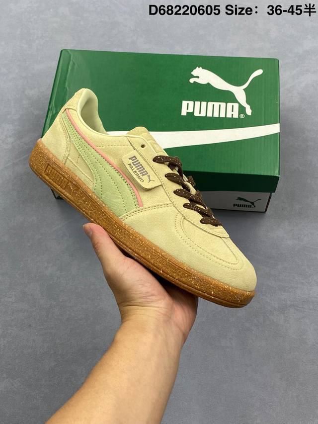 彪马Puma Palermo Cannoli 彪马 防滑耐磨低帮德训板鞋 孔眼底座和脚趾凸起由猪八革材料制成 支持侧踏时的踏步工作 即使在健身房等使用环境中也能