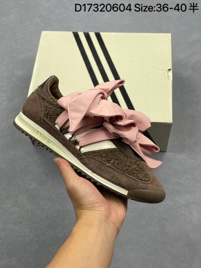 公司级Caroline Hu X Adidas Originals Sl 72 舒适百搭 防滑耐磨 低帮 阿迪达斯板鞋 搭配大朵蝴蝶结 呈现风格极为有趣 少女心