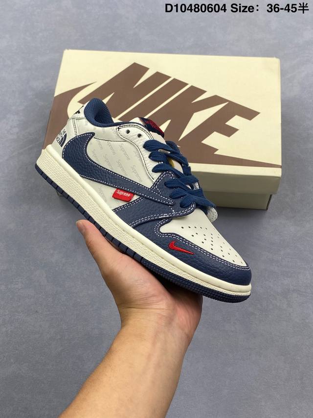 公司级Nike Air Jordan 1 X Travis Scott Aj1倒勾 乔一倒钩 ‘Diy’定制 耐克 低帮文化篮球鞋 完美品质出货 细节如图所示