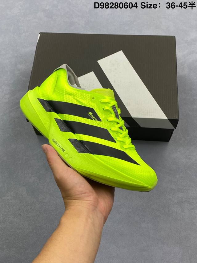 阿迪达斯Adidas Adizero Adios 4 M马拉松飞线贾卡轻质透气休闲运动跑步鞋 货号：Jr6373 采用双层透气网纱 Flywire动态飞线绑缚鞋