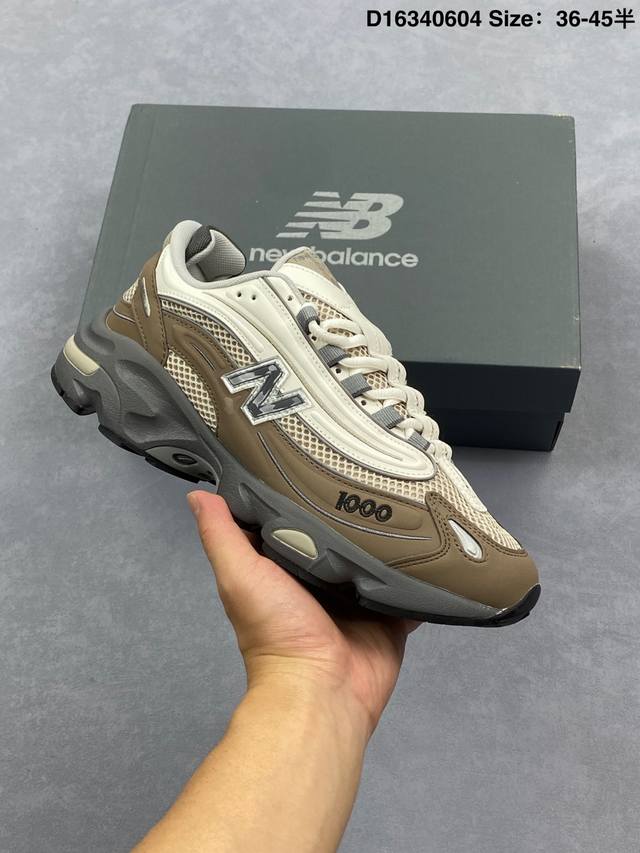 新百伦New Balance M1000 复古跑鞋符合潮流趋势的复古老爹鞋型 采用硬质牛剖革拼接透气网眼衬垫织物鞋面材质T-Beam大底提供足步弓支撑 保持步态