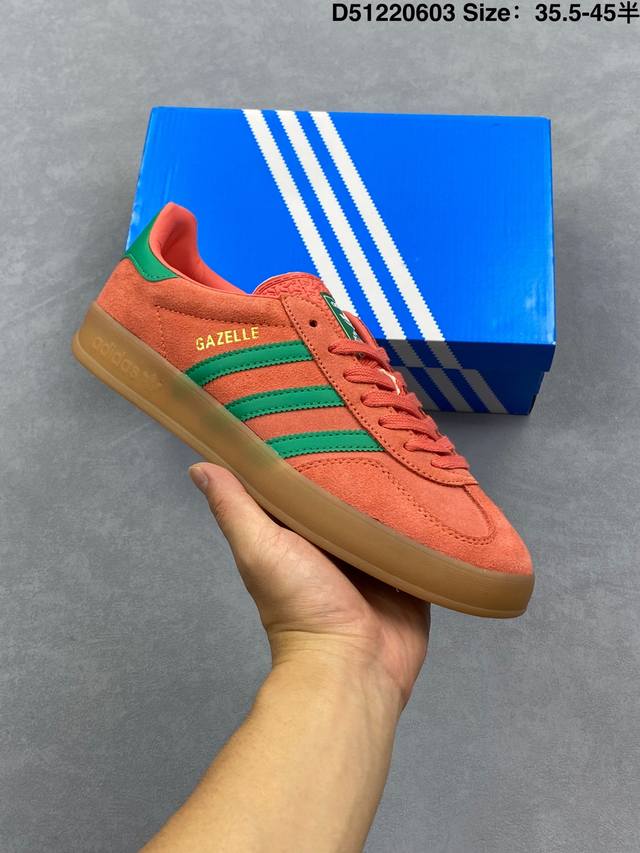 阿迪达斯Adidas Originals Gazelle Indoor Lv联名三叶草休闲防滑耐磨低帮板鞋 纯原版本 鞋头出色设计 塑就出众贴合感稳固的后跟贴合