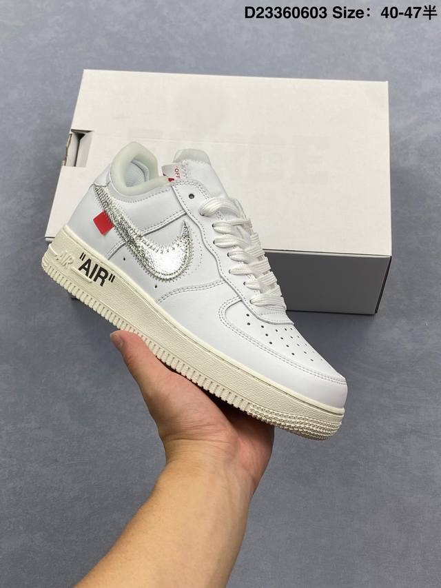 Off-White X Nike Air Force 1 ’07空军一号解构版本低帮百搭板鞋 黑银 采用纯原装Prime Asia产皮料 原档案原数据开发版型