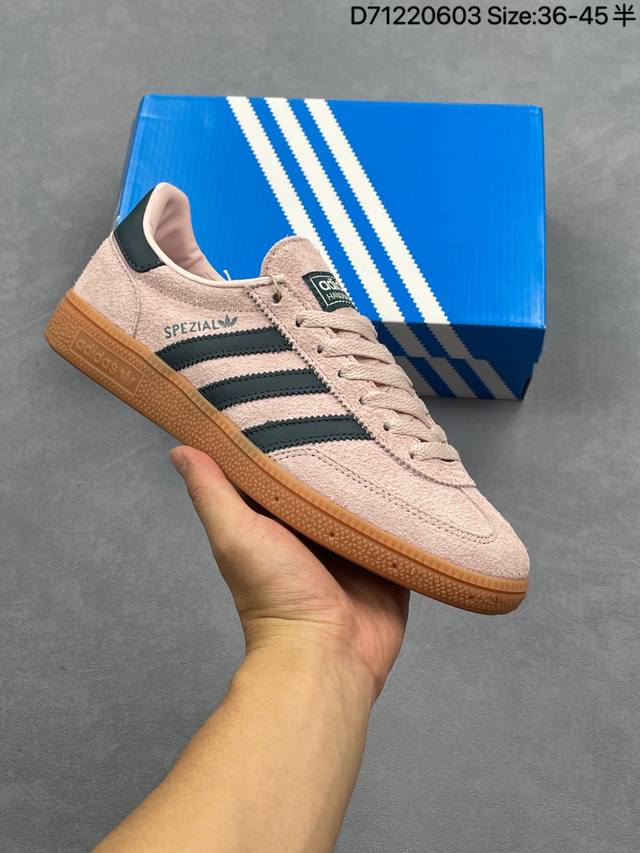 Ad Originals Handball Spzl 手球运动员系列百搭休闲运动板鞋 粉黑 口碑大厂出品 品控大底版型不断改良更新 原厂皮料 原装过验内外标加持