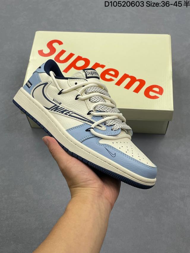 公司级Nike Air Jordan 1 X Travis Scott Aj1倒勾 乔一倒钩 ‘Diy’定制 耐克 低帮文化篮球鞋 完美品质出货 细节如图所示