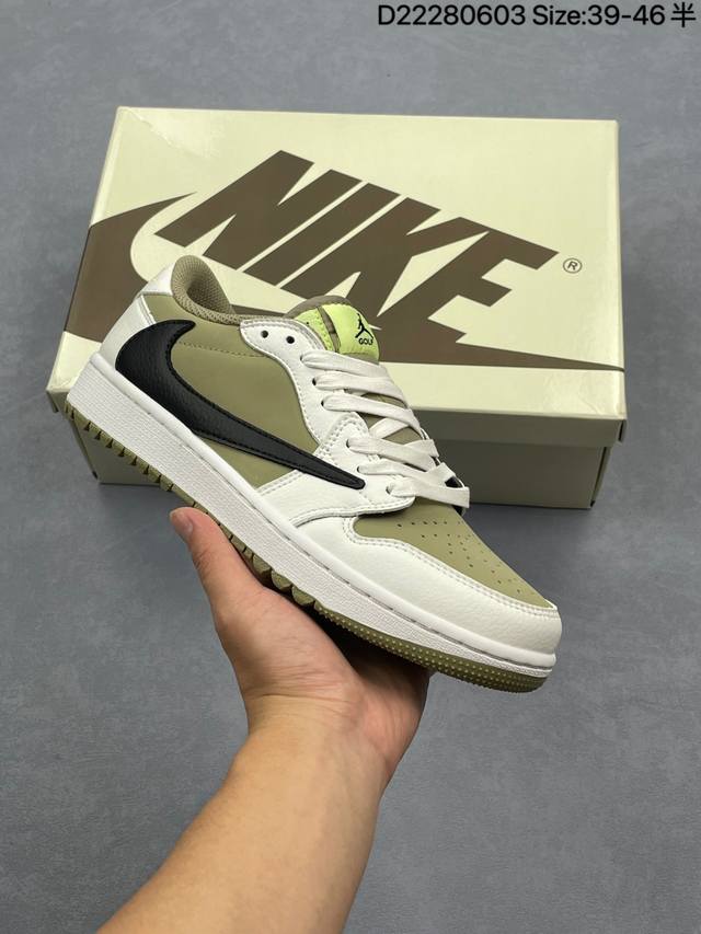当红嘻哈歌手特拉维斯 斯科特Travis Scott X Nike Air Jordan 1 Low Golf Sp”Neutral Oliv”Aj1乔丹一代高