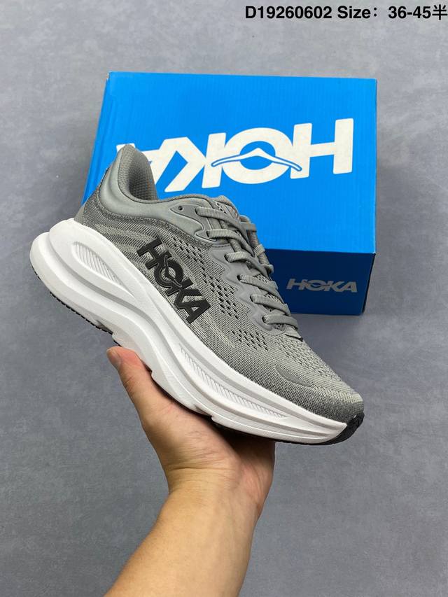 公司级Hoka One One Bondi 9 复古舒适防滑耐磨 低帮 山地户外跑步鞋 货号:1162011 尺码:36 36.5 37.5 38 38.5 3