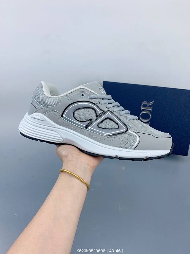 迪奥 Dior B30 Low-Top Sneaker B30系列低帮经典老爹风系带复古休闲运动慢跑鞋 Size：如图 编码：K620K0520606