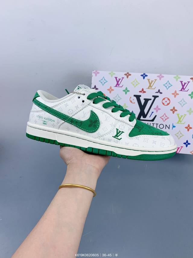 Nike Sb Dunk Low“Lv联名 绿色牛仔” 周年高端定制 低帮休闲板鞋 夜光效果 定制鞋盒 大厂纯原品质出货 超高清洁度 皮料切割干净无任何毛边 细