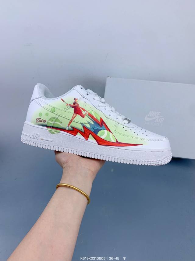Nike Air Force 1 Low’07 网球联名喷绘 礼盒装 空军一号绑带低帮休闲板鞋 定制皮料 原厂3D打印 定制鞋盒 原楦原纸板 纯正空军版型 内置