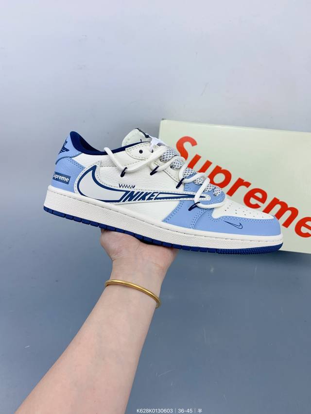 Travis Scott X Fragment Design X Jordan Air Jordan 1 Low Og Sp “Supreme联名 白蓝抽绳”