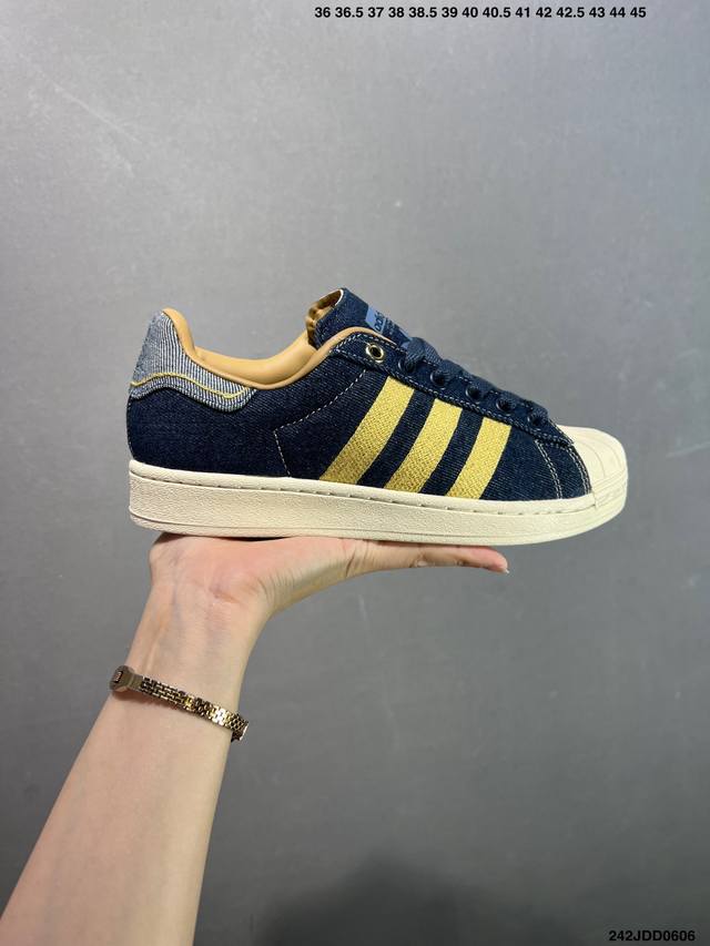 阿迪达斯Adidas三叶草 电绣黄蓝牛仔 Originals Superstar Ayoon 贝壳头系列低帮经典百搭休闲运动板鞋 货号:Jh5577 Size: