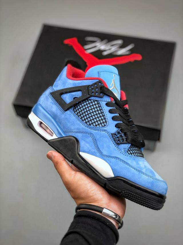 Travis Scott Cactus Jack X Air Jordan 4 Retro Aj4 乔4 联名款 麂皮蓝 纯原大厂出品 Air Jordan A