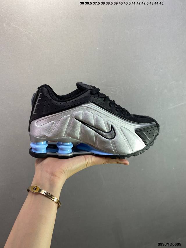 公司级Nike Shox R4 高科技专利气柱弹簧跑步鞋 黑蓝银 子弹 Id：093Jyd0605