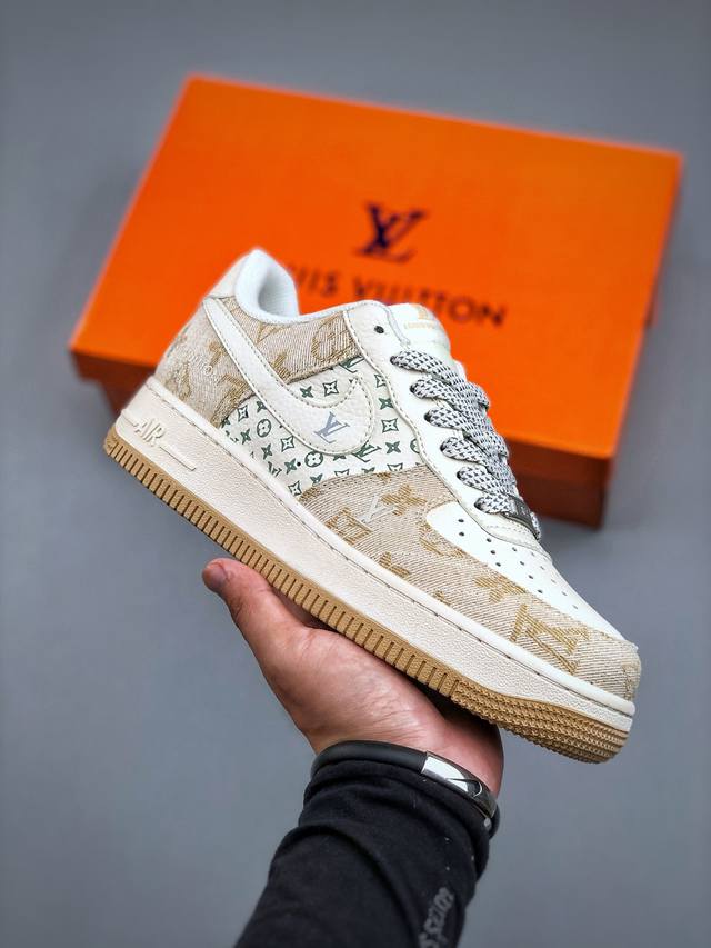 C版 Nike Air Force 1 Low 07 X Lv 米白黄牛仔布 原楦头原纸板 打造纯正低帮空军版型 专注外贸渠道 全掌内置蜂窝气垫 原盒配件 原厂