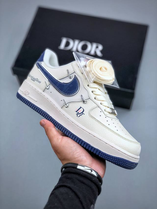 Nike Air Force 1‘07 Low 迪奥联名 蓝四小银勾 空军一号低帮休闲板鞋 #原楦头原纸板 原装鞋盒 定制五金配件 内置全掌气垫 原厂鞋底 货号