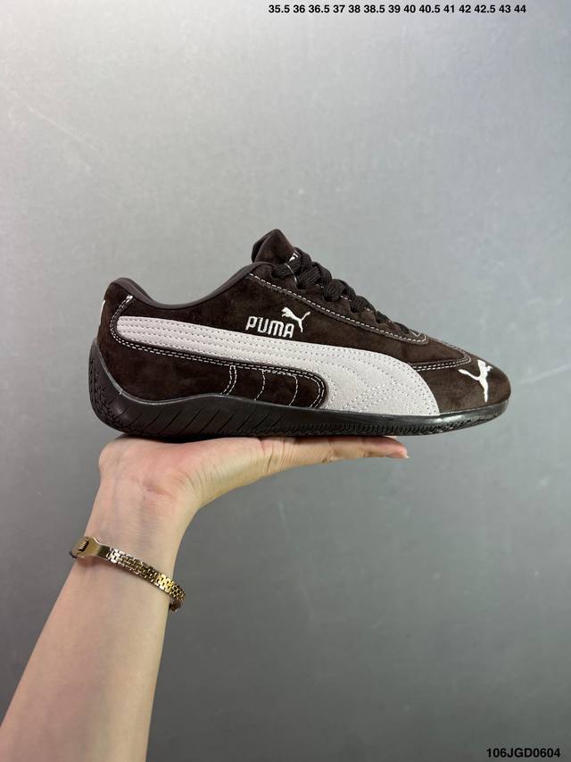 Puma Speedcet 棕褐色 彪马低帮复古运动休闲赛车跑鞋 以趣味十足又前卫复古的设计引领潮流，将赛道精神融入街头时尚，开启前卫竞速之旅。融入经典配色，主