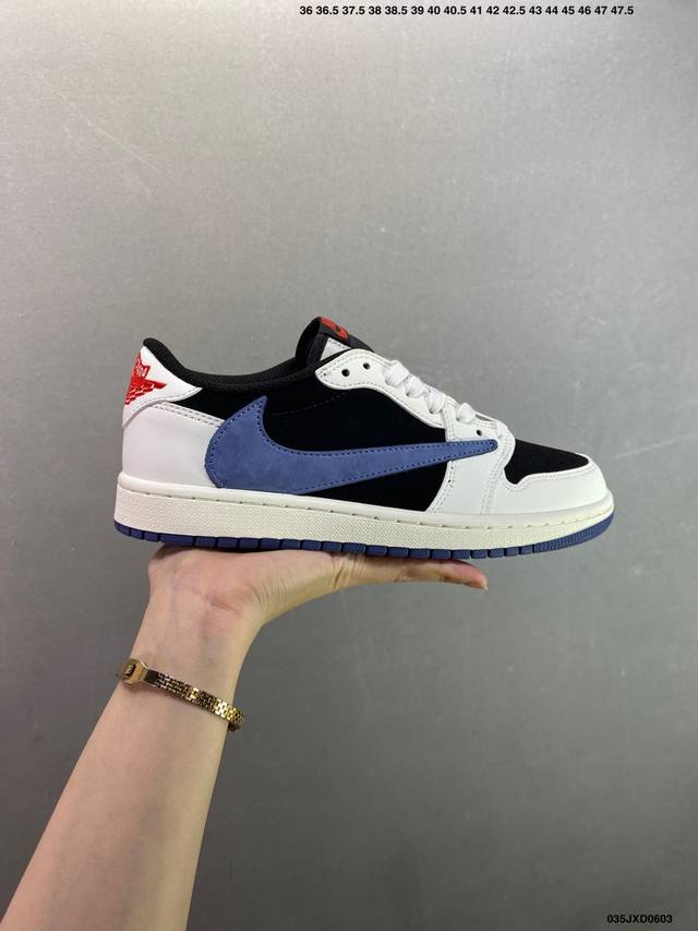 公司级Aj1倒勾Travis Scott X Air Jordan 1 ” Reverse Mocha “ Aj1乔1 Ts 闪电 联名倒钩 低帮文化篮球鞋 完