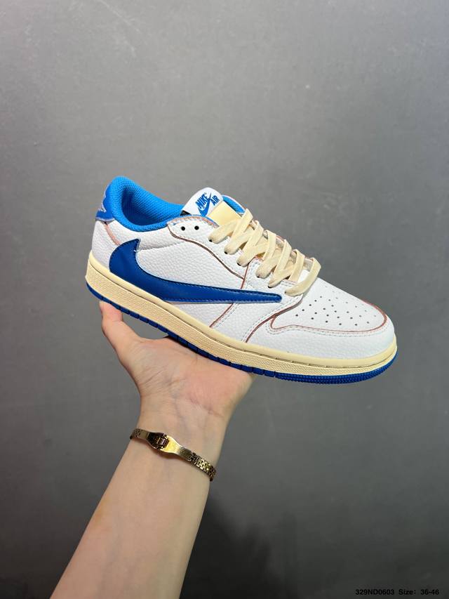 Aj1倒勾Travis Scott X Air Jordan 1 ” Reverse Mocha “ Aj1乔1 Ts 闪电 联名倒钩 低帮文化篮球鞋 完美品质