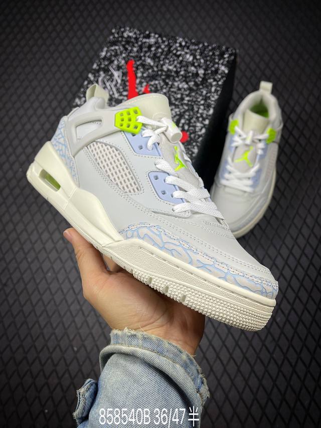 B 乔丹Nk Jordan Spizike Low 全新配色这款鞋子著名导演斯派克 李的Jordan Spizike专属，鞋身设计中依旧带有大象爆裂纹、鞋侧束带