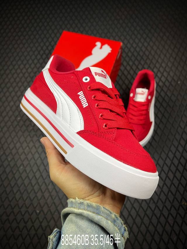B Puma 彪马正品 Court Low男女运动板鞋 新款男女同款情侣复古休闲鞋。封口类型: 系带式 鞋跟类型: 无鞋跟 鞋面材质:帆布 外底:橡胶底 鞋头部