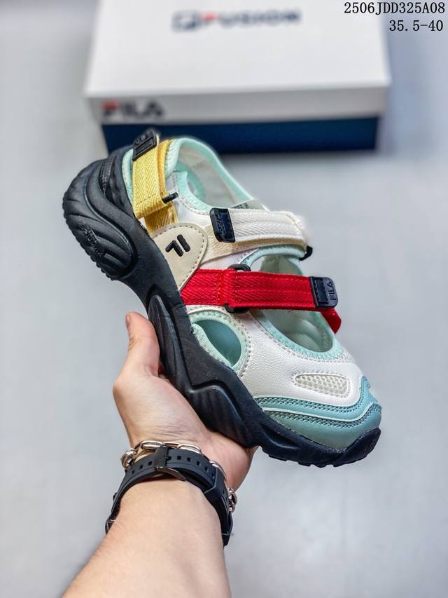 Fila Fusion斐乐潮牌 Conch Sandal 玛丽珍 魔术贴百搭透气溯溪 沙滩凉鞋 尺码：见图 编码：06Jdd325A08