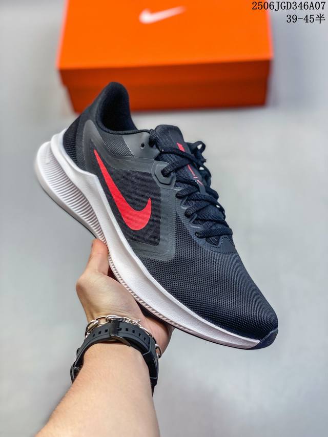 公司级Nike Downshifter 10 舒适运动 织物减震防滑耐磨轻便 低帮 休闲跑步鞋 男款 黑红 Ci998 06 尺码：见图 编码：06Jhd346