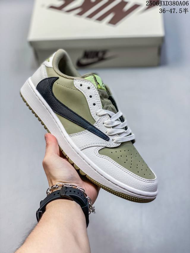 公司级Aj1倒勾Travis Scott X Air Jordan 1 ” Reverse Mocha “ Aj1乔1 Ts 闪电 联名倒钩 低帮文化篮球鞋 完