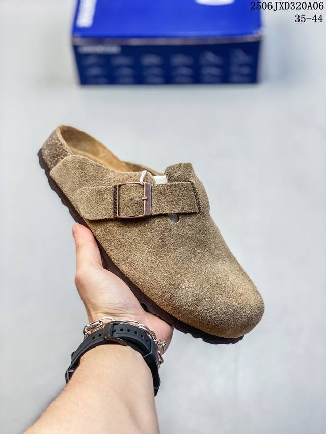 博肯 Birkenstock 拖鞋 广东原产#德国百年知名鞋履品牌 博肯Birkenstock 勃肯#采用质地柔软牛皮绒面材质#中底搭载缓震软木橡胶 其特有的鞋