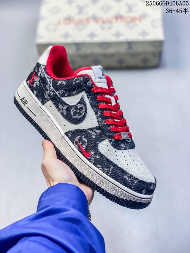 海外限量发售！公司级Nike Air Force 1 '07 Low Lv联名-黑牛仔小红勾 空军一号低帮 运动鞋 休闲鞋 折边针车 工艺难度大 原楦头原纸板