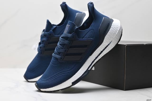 公司级Adidas Ultraboost 21 Ub21 阿迪达斯 全掌爆米花休闲运动跑鞋 采用网材搭配反光皮革鞋面 配上Stretchweb网格外底和Boos