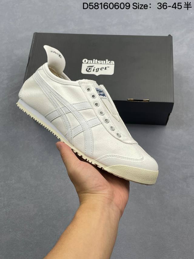 真标Onitsuka Tiger鬼冢虎 Mexico 66 Slip-On 一脚蹬低帮夏季透气运动休闲鞋 货号：Th342N 尺码：36 37 37.5 38