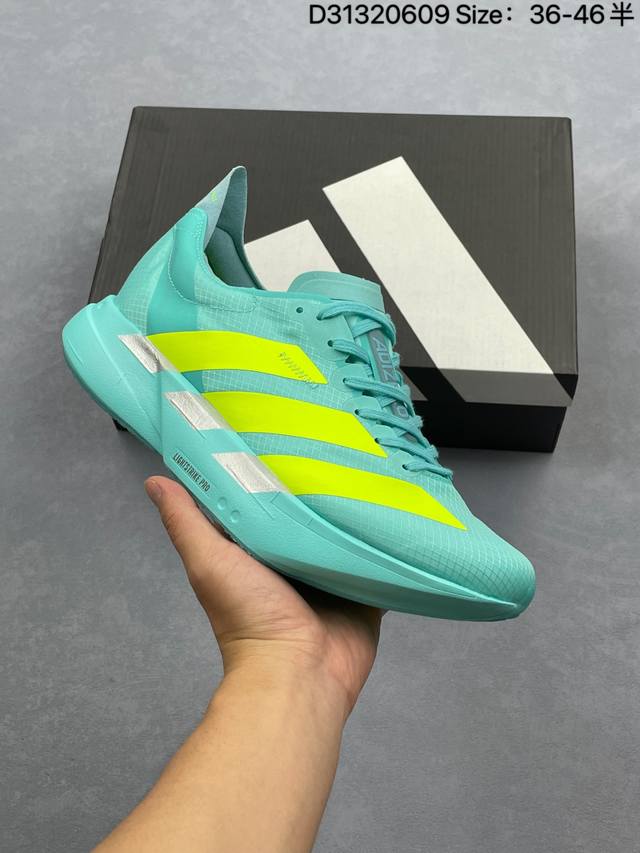 公司级Adidas Adizero Adios 9 M 马拉松飞线贾卡轻质透气休闲运动跑步鞋 采用双层透气网纱 Flywire动态飞线绑缚鞋面材质 内置Zoom