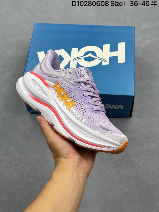 公司级Hoka One One Bondi 9 复古舒适防滑耐磨 低帮 山地户外跑步鞋 货号:1162012 尺码:36 36.5 37.5 38 38.5 3