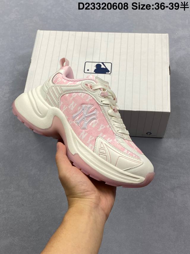 Ny美国榄球洋基队限定 X Mlb Big Ball Chunky Mesh 厚底老爹系列低帮魔术贴轻量休闲运动慢跑鞋 货号：3Ashw065N Gp10 尺码