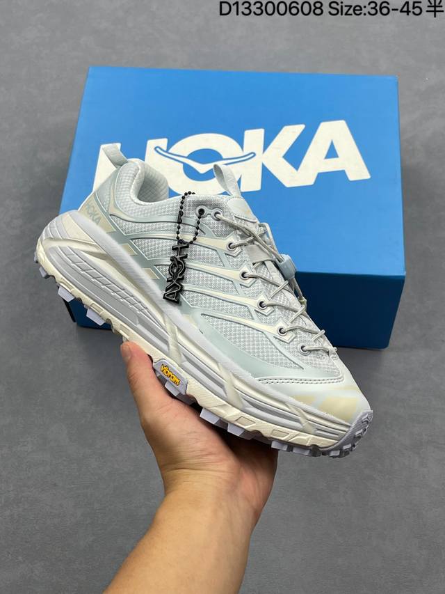公司级Hoka One One Mafate Three2 全新配色创立于 9年，始终致力于为所有跑者提供更新、更好的跑步 装备。相比常规跑鞋，Hoka One