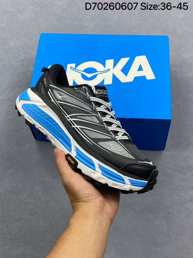 Hoka One One Mafate Speed 2 Low 轻量低帮户外越野跑鞋 户外山脉越野轻量运动跑鞋 鞋面用轻的无缝架构 鞋带用了弹性不易松脱的扁宽弹
