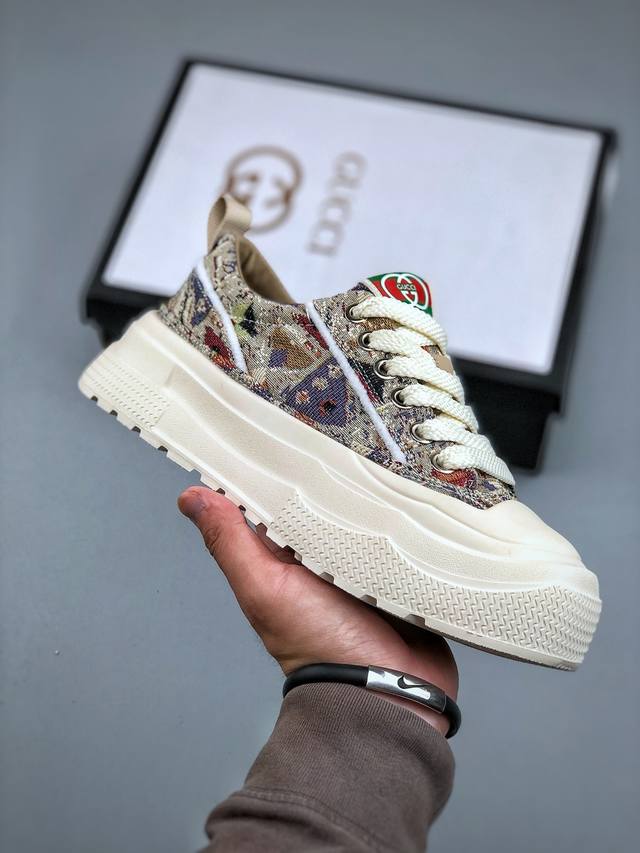 Gucci 轻奢单品 广东品质原厂 高奢古驰Gucci Screener Gg High-Top Sneaker休闲潮鞋系列 尺码：39-44
