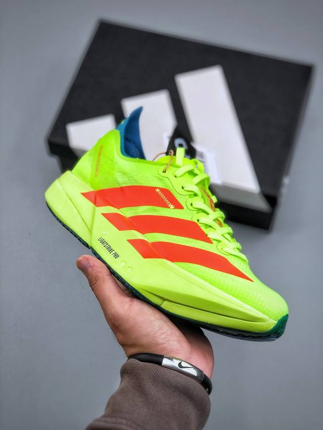 Adidas Adizero Adios Pro 4M 马拉松飞线贾卡轻质透气休闲运动跑步鞋采用双层透气网纱 Flywire动态飞线绑缚鞋面材质 内置Zoom小