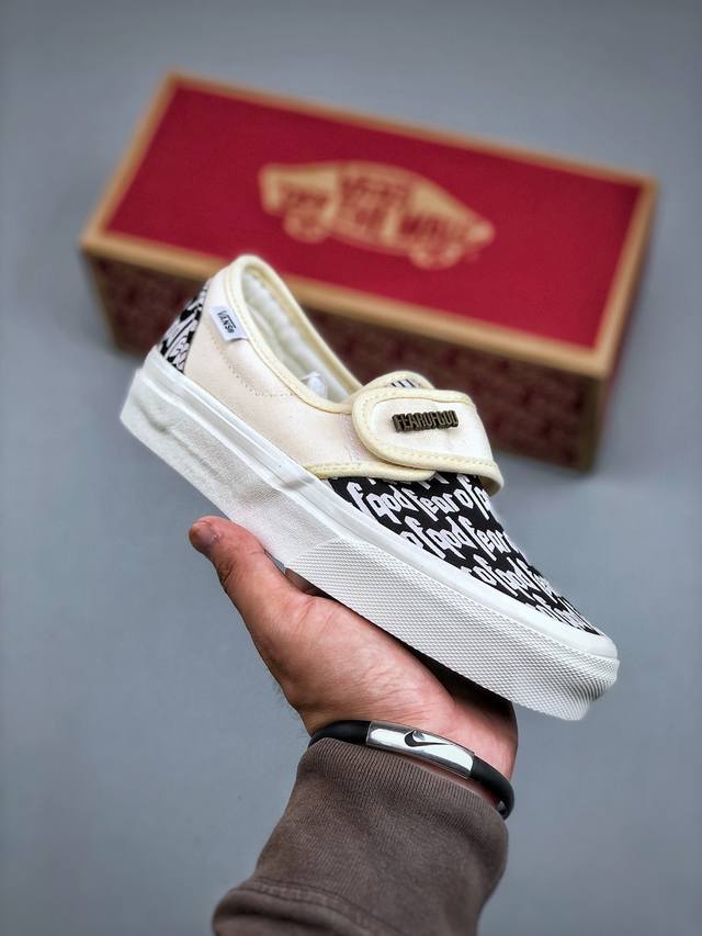 万斯Fear Of Fog X Vans Slip-On 47 V Dx Fog高街黑白懒人魔术贴一脚蹬帆布鞋 码数：35 36 36.5 37 38 38.5